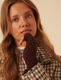 Burgundy Ribbed Mittens