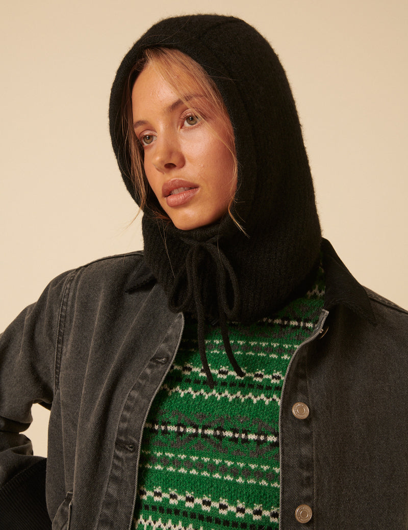 Black Knitted Hood