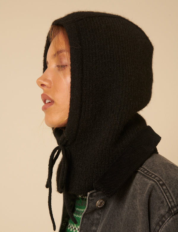 Black Knitted Hood