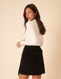 Black Cord Wrap Mini Skirt