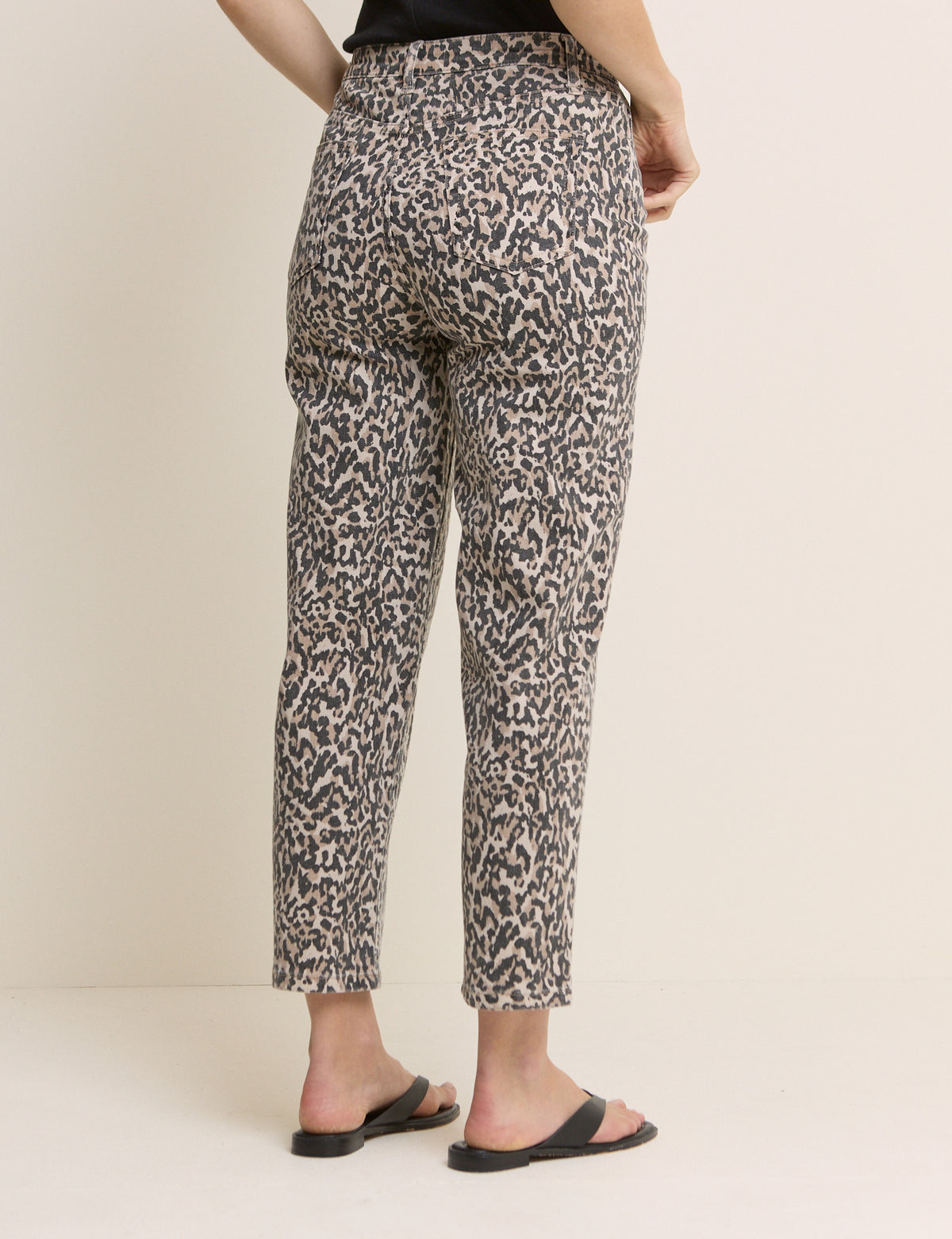 Leopard Print Mid Rise Camden Tapered Jeans