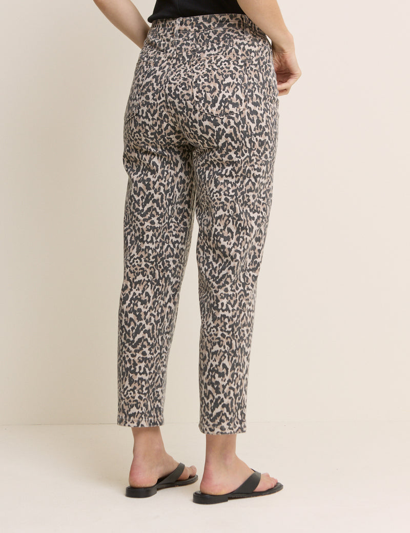 Leopard Print Mid Rise Camden Tapered Jeans