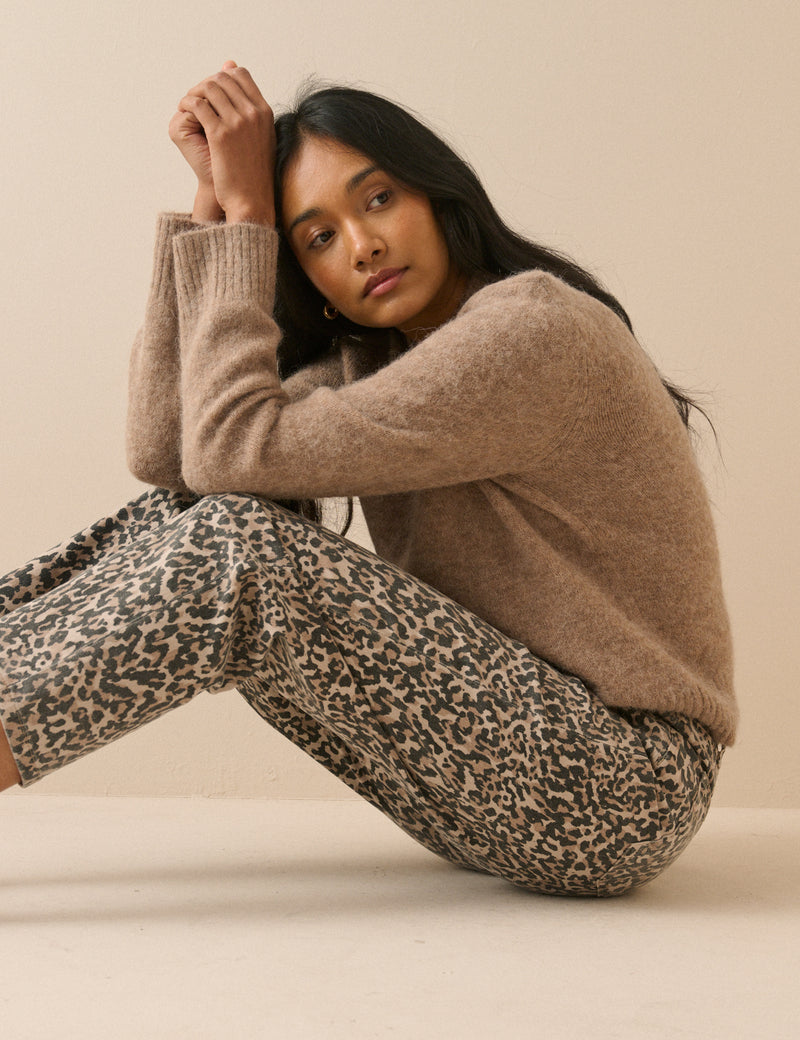 Leopard Print Mid Rise Camden Tapered Jeans