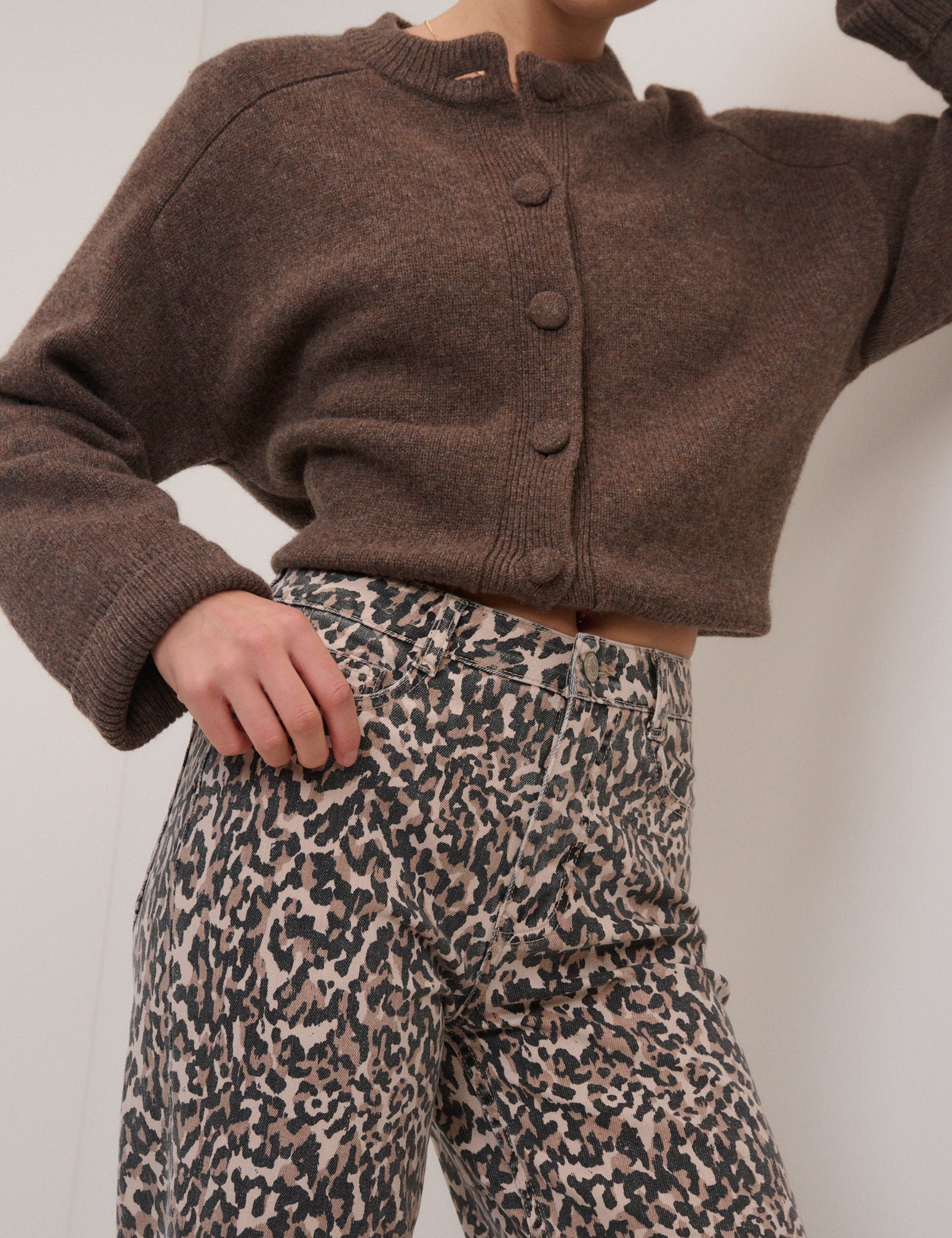 Leopard Print Mid Rise Camden Tapered Jeans