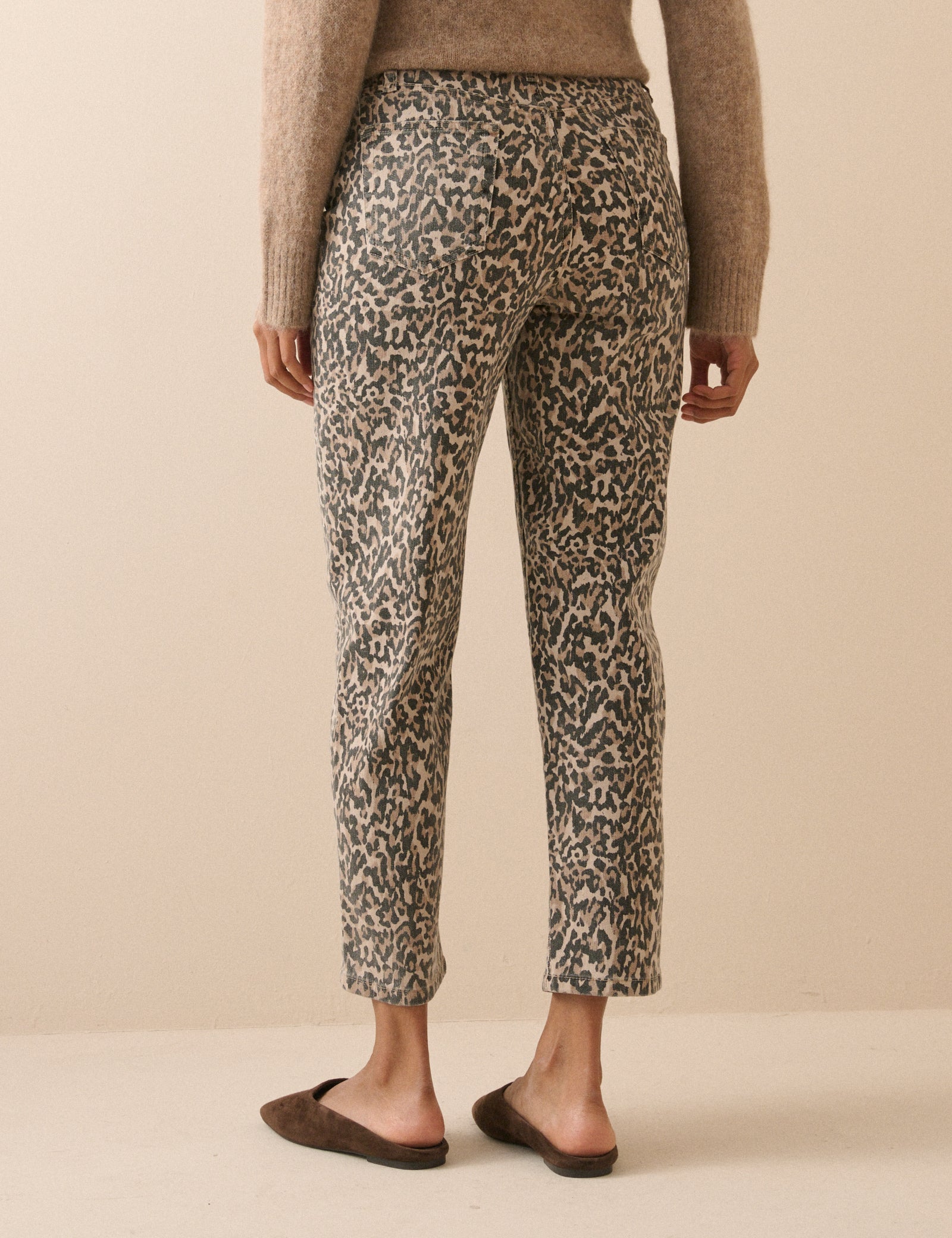 Leopard Print Mid Rise Camden Tapered Jeans