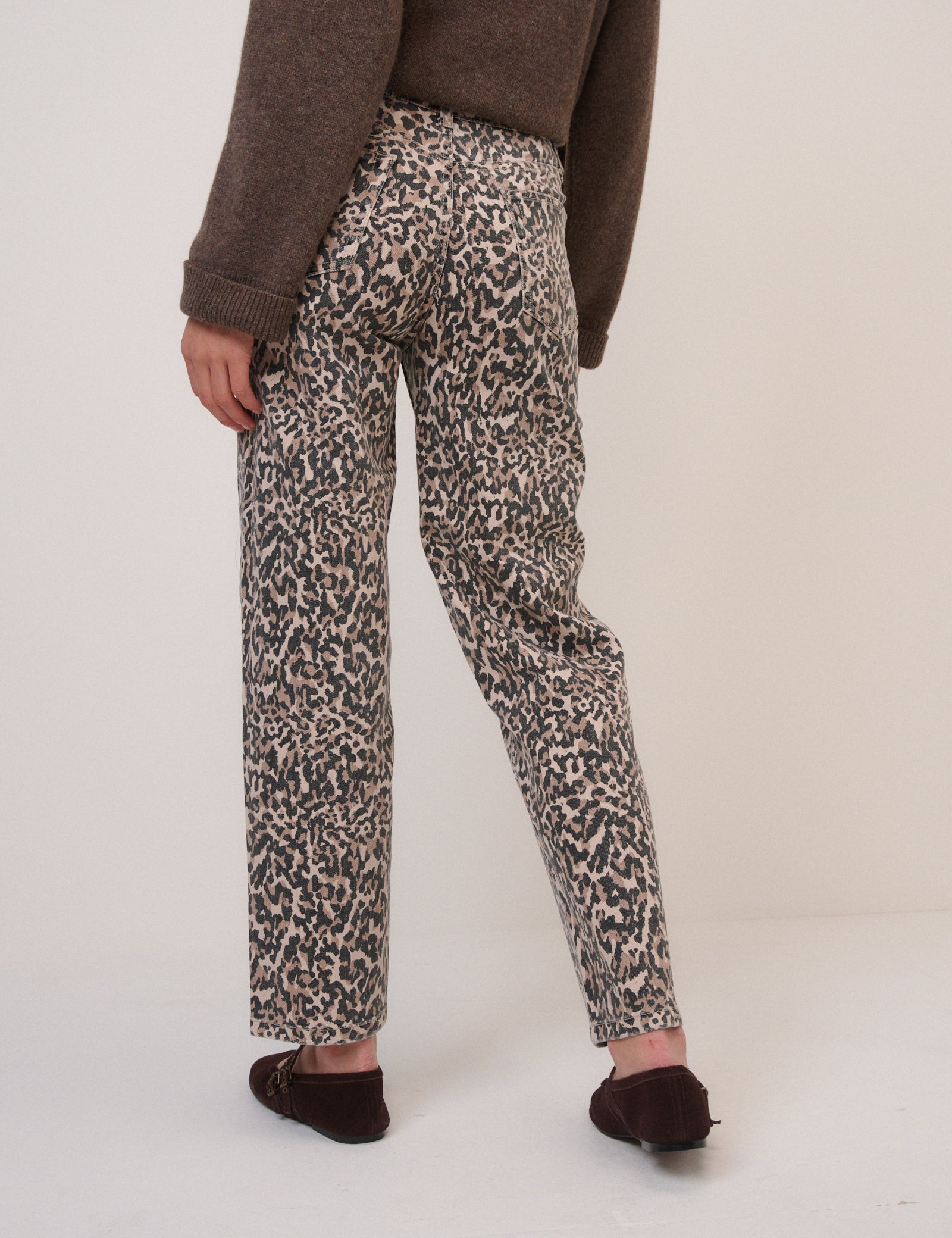 Leopard Print Mid Rise Camden Tapered Jeans