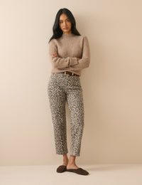 Leopard Print Mid Rise Camden Tapered Jeans