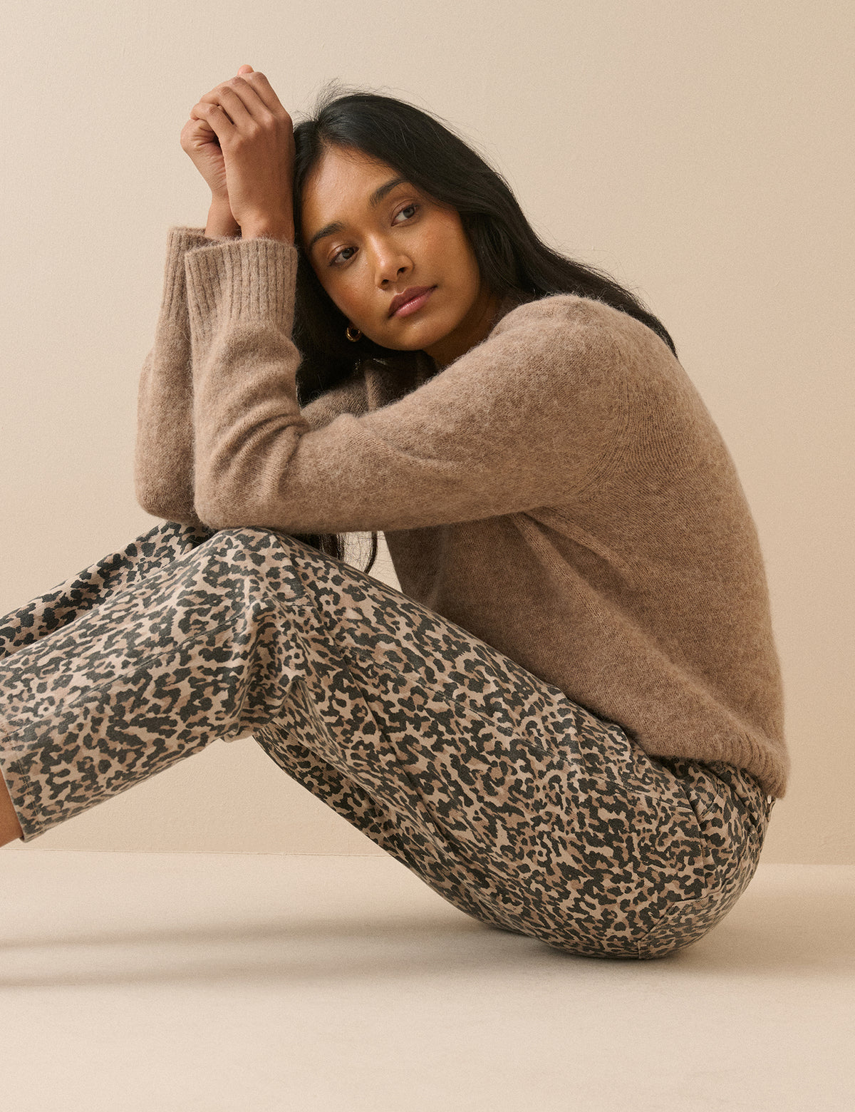 Leopard Print Mid Rise Camden Tapered Jeans