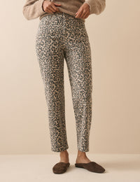 Leopard Print Mid Rise Camden Tapered Jeans