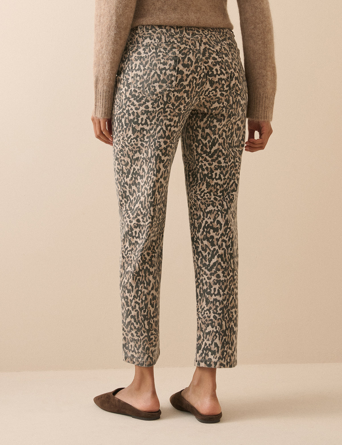Leopard Print Mid Rise Camden Tapered Jeans
