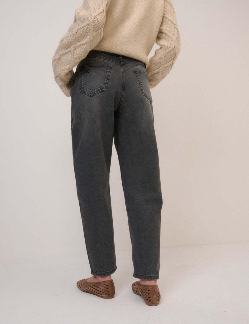 Washed Black High Rise Putney Barrel Leg Jeans