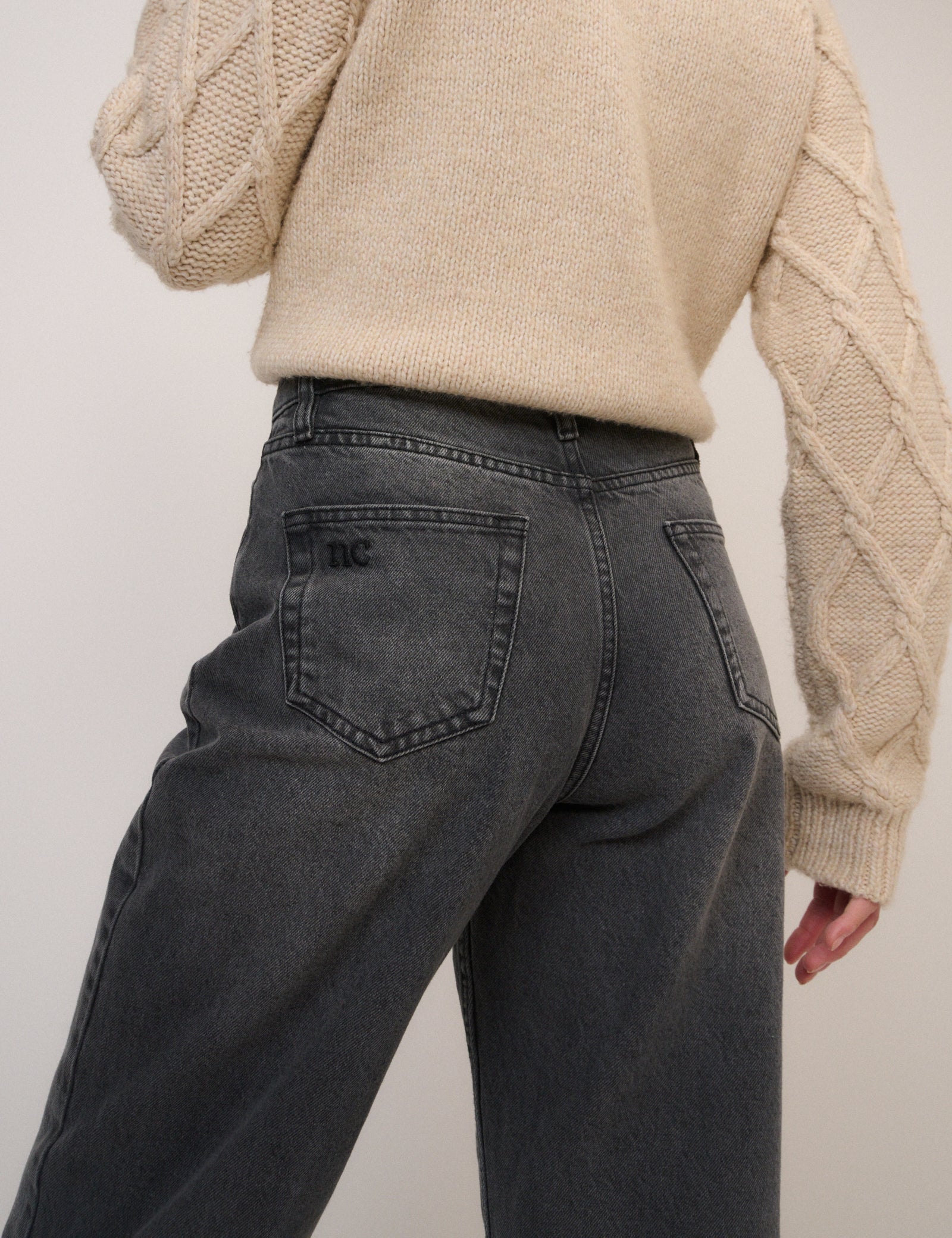 Washed Black High Rise Putney Barrel Leg Jeans