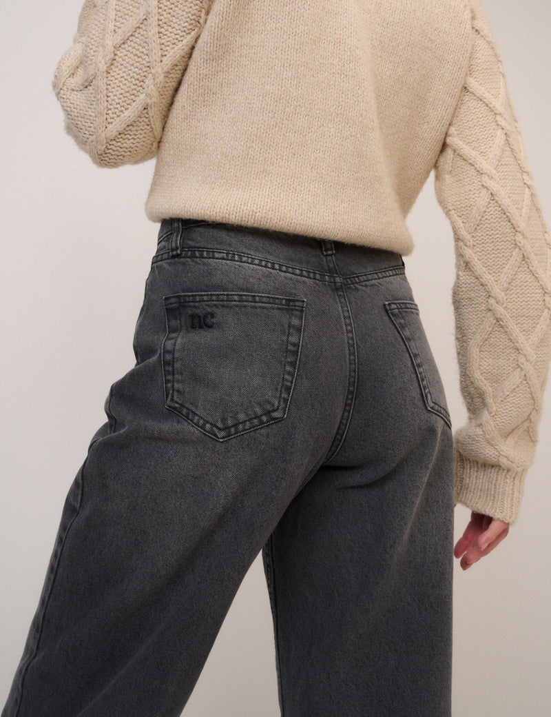 Washed Black High Rise Putney Barrel Leg Jeans
