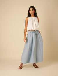 Light Blue Denim Maxi Skirt