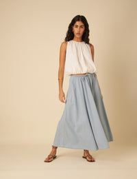 Light Blue Denim Maxi Skirt