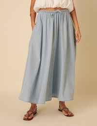 Light Blue Denim Maxi Skirt