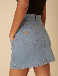 Blue Denim Western Mini Skirt