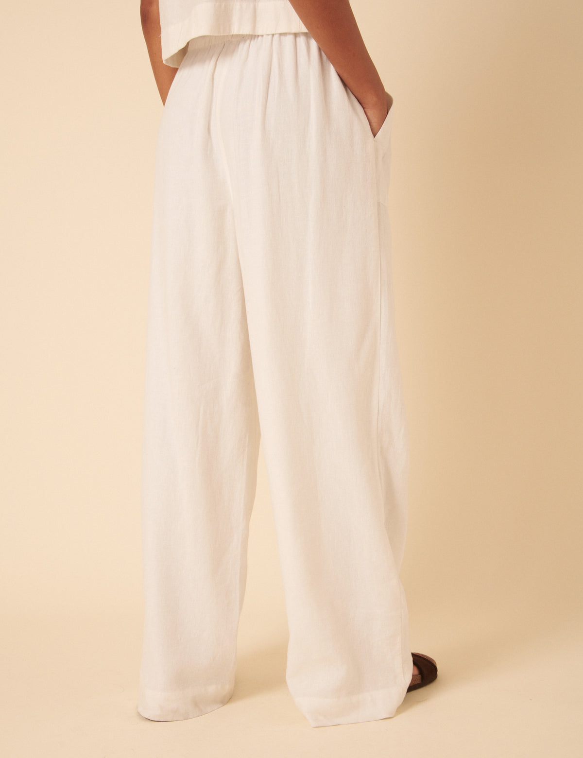 White Linen-Blend Shona Trousers