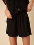 Black Drawstring Linen-Blend Jet Shorts