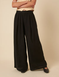 Black Linen-blend Jerrow Wide Leg Trousers