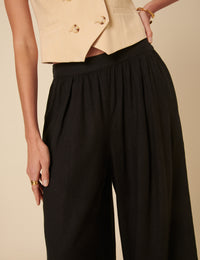 Black Linen-blend Jerrow Wide Leg Trousers