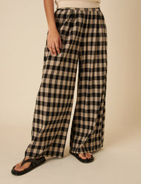 Black Check Jerrow Wide Leg Trousers