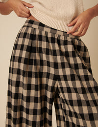 Black Check Jerrow Wide Leg Trousers