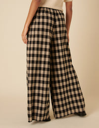 Black Check Jerrow Wide Leg Trousers