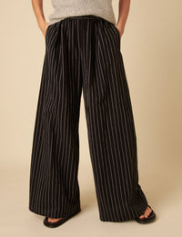 Black Pinstripe Jerrow Wide Leg Trousers