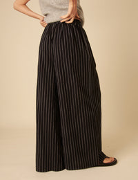 Black Pinstripe Jerrow Wide Leg Trousers