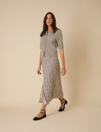 Cream Ditsy Floral Sadie Midi Skirt