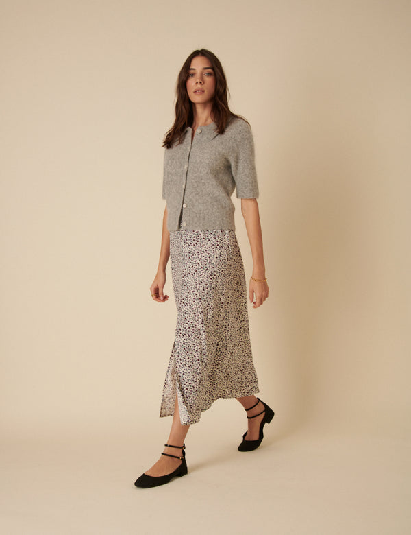 Cream Ditsy Floral Sadie Midi Skirt