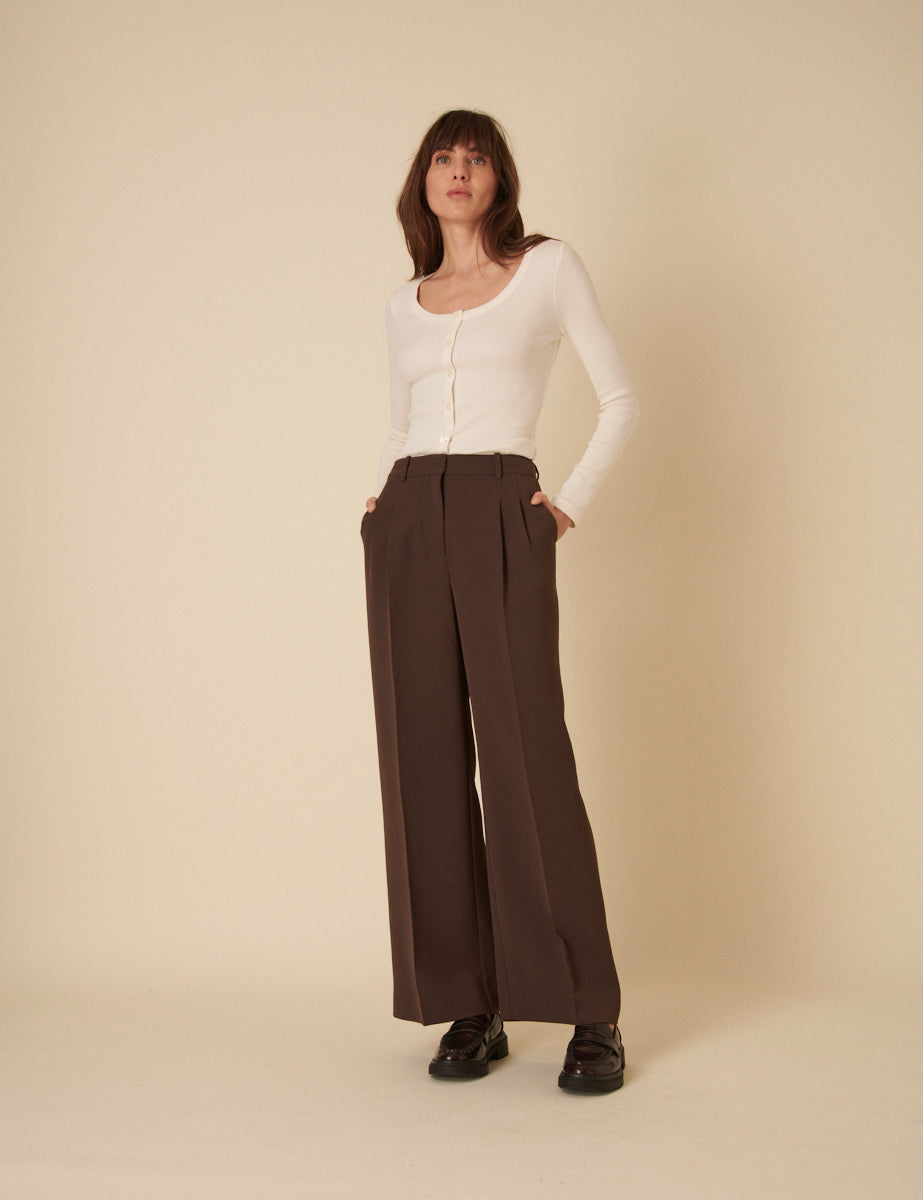 Brown Wide Leg Trousers