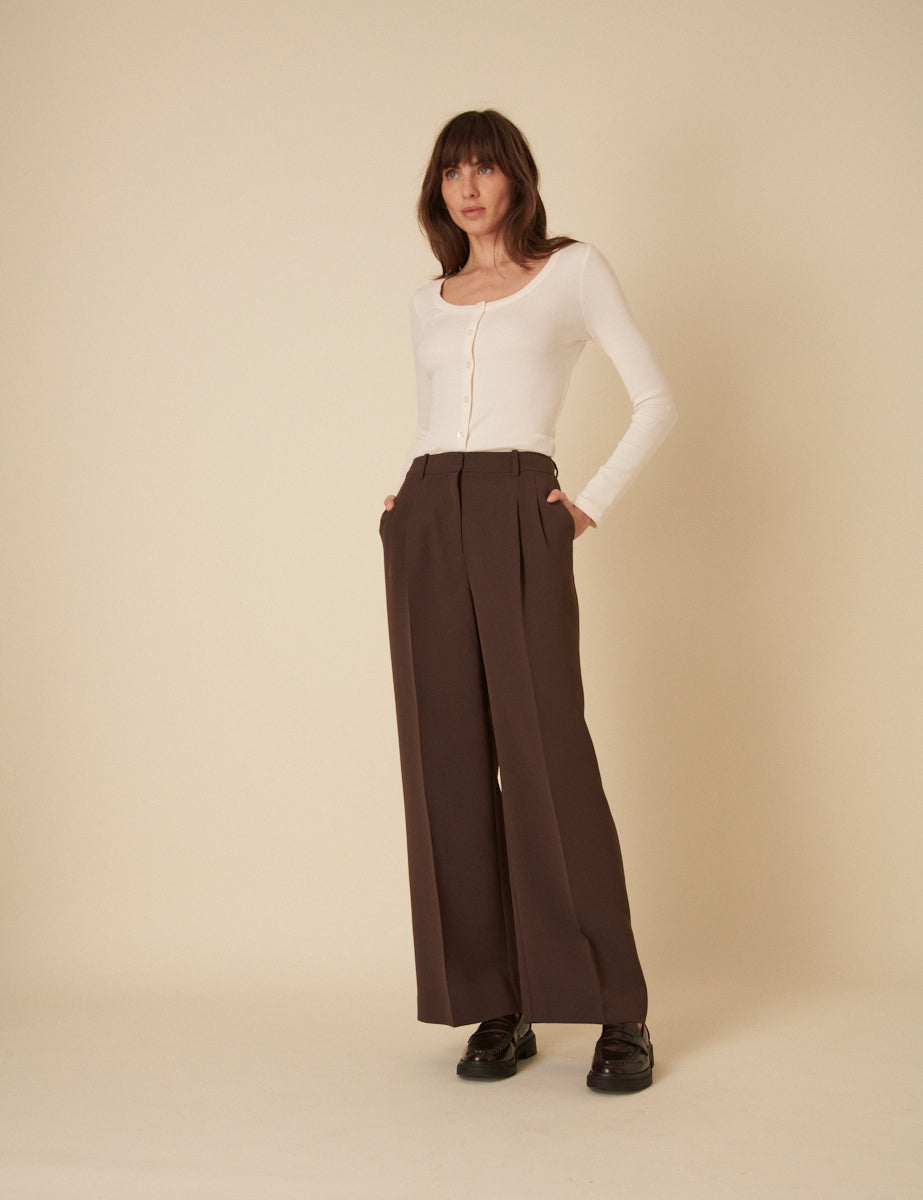 Brown Wide Leg Trousers