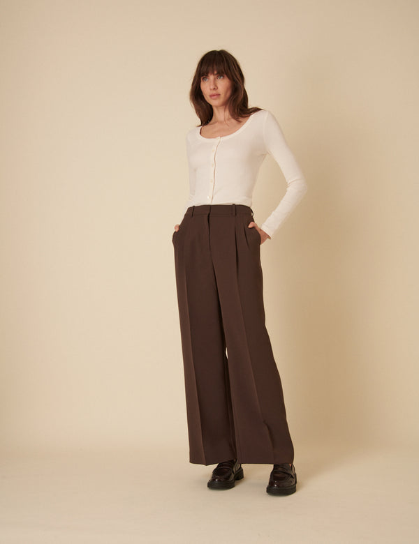 Brown Wide Leg Trousers