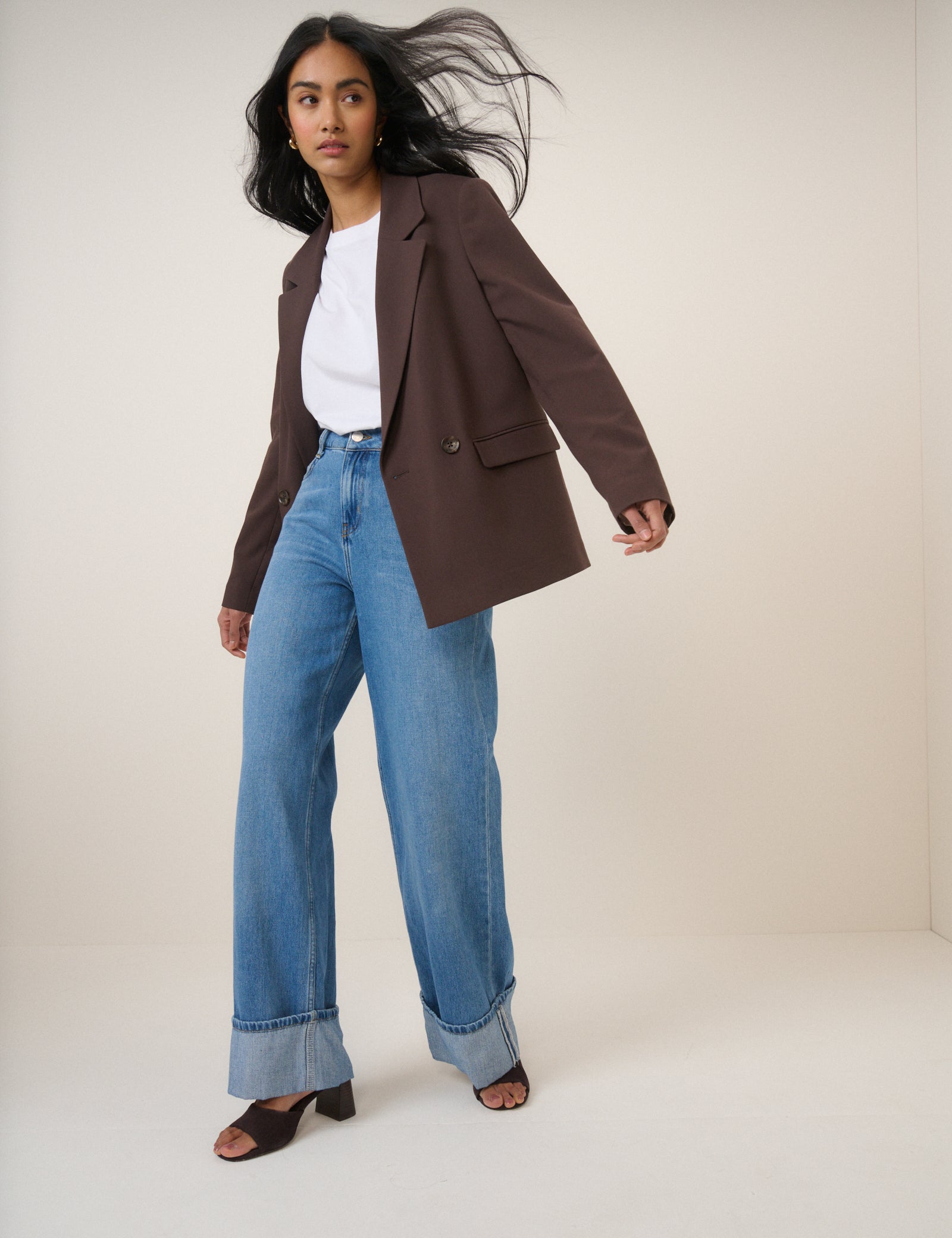 Blue High Rise Islington Turn Up Jeans