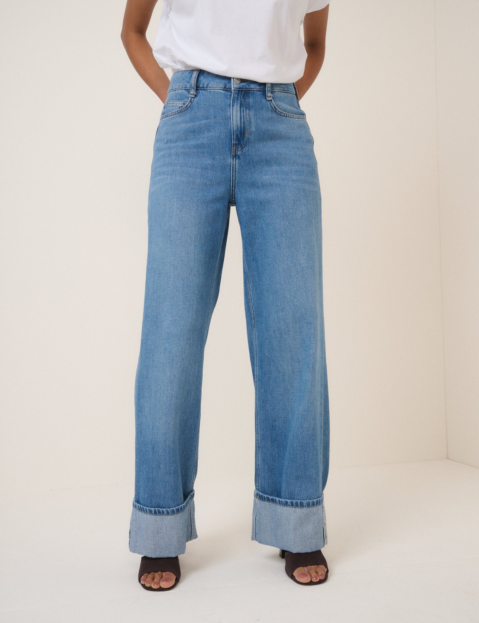 Blue High Rise Islington Turn Up Jeans