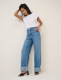 Blue High Rise Islington Turn Up Jeans