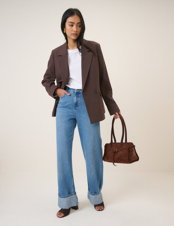 Blue High Rise Islington Turn Up Jeans