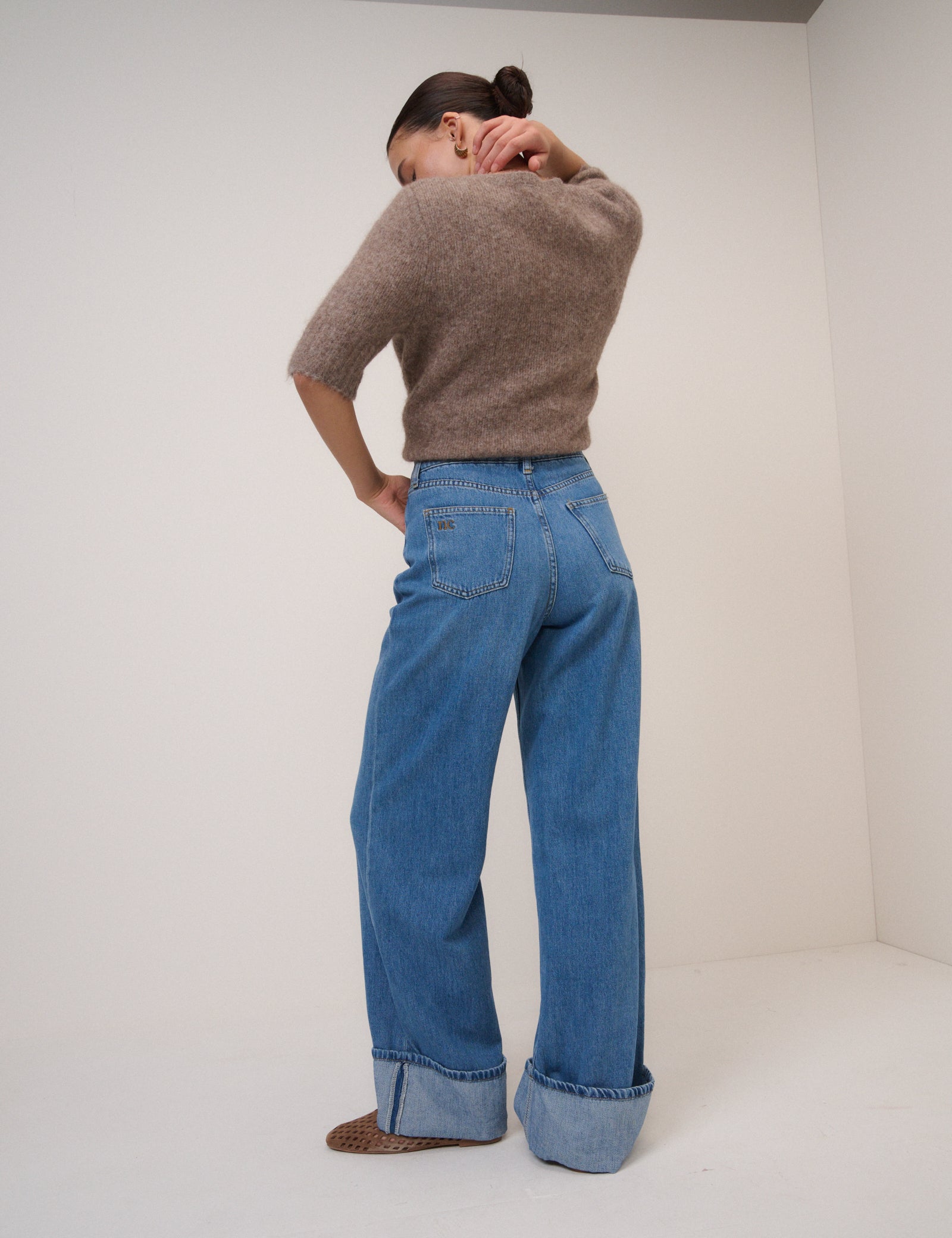 Blue High Rise Islington Turn Up Jeans