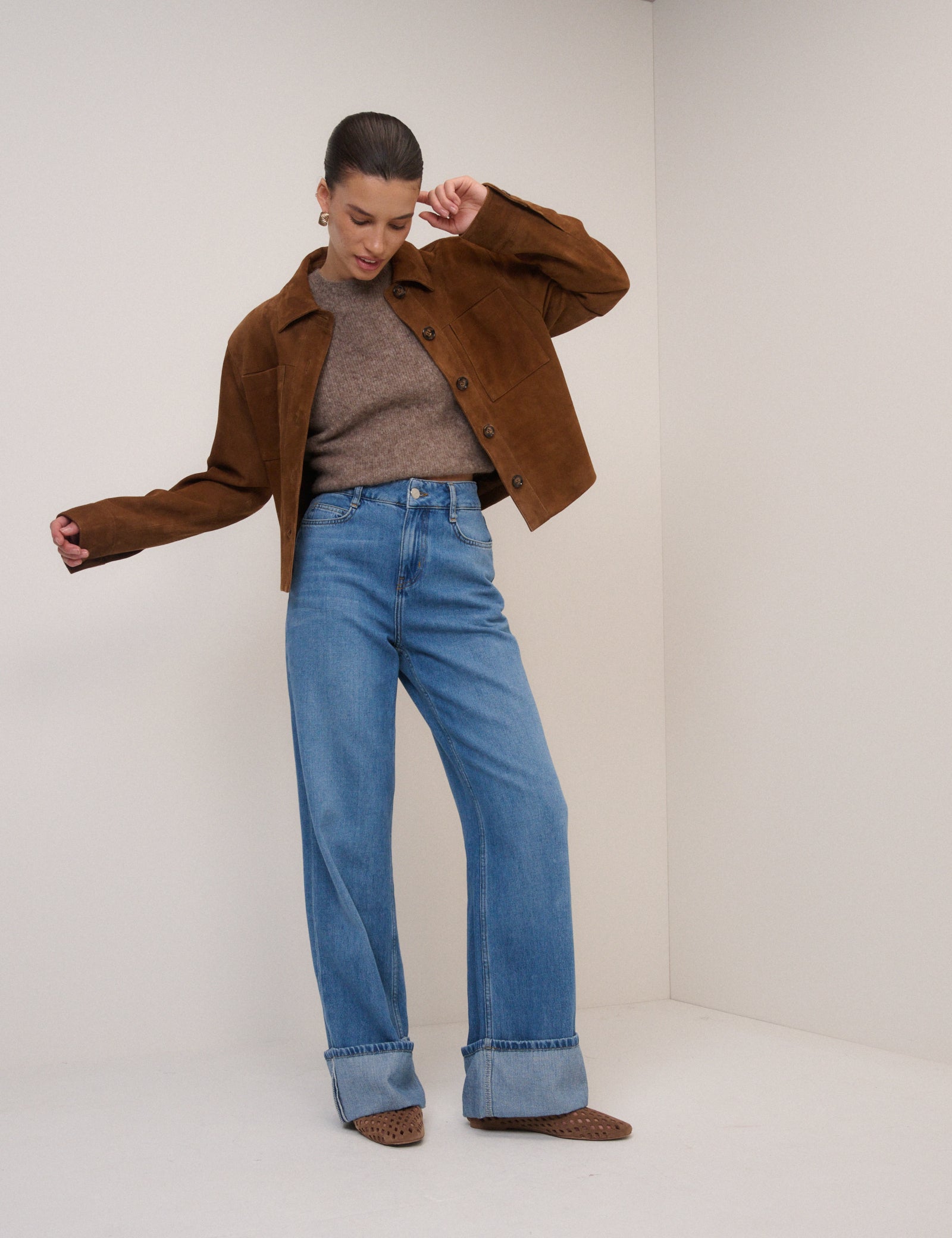 Blue High Rise Islington Turn Up Jeans