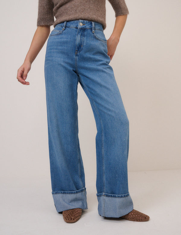Blue High Rise Islington Turn Up Jeans