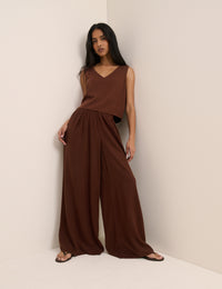 Brown Linen-Blend Jerrow Trousers