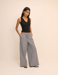 Black Gingham Relaxed Trousers