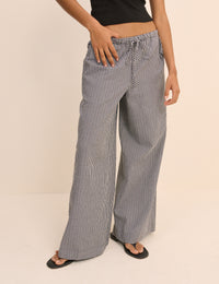 Black Gingham Relaxed Trousers