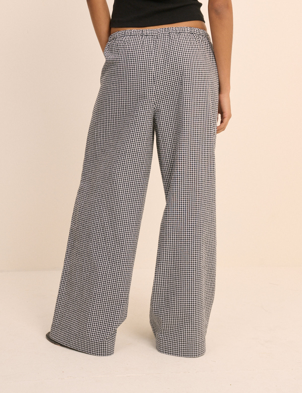 Black Gingham Relaxed Trousers