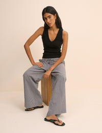 Black Gingham Relaxed Trousers