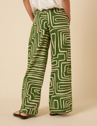 Green Abstract Print Misha Trousers