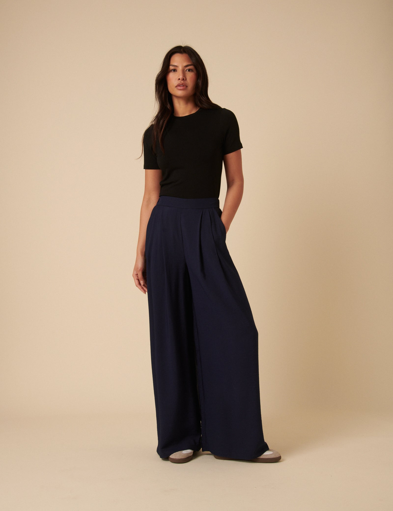 Navy Full Length Zeena Trousers