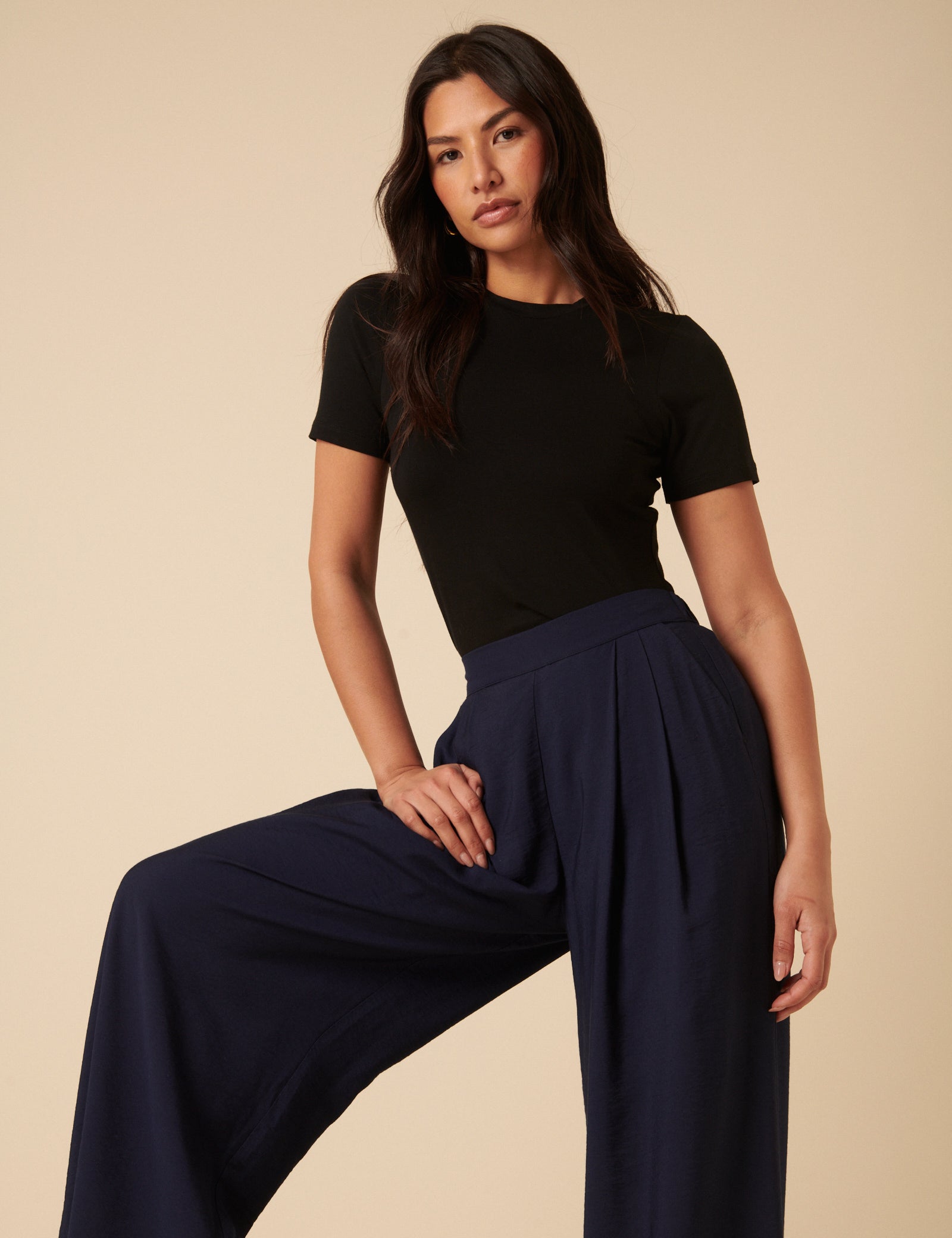 Navy Full Length Zeena Trousers